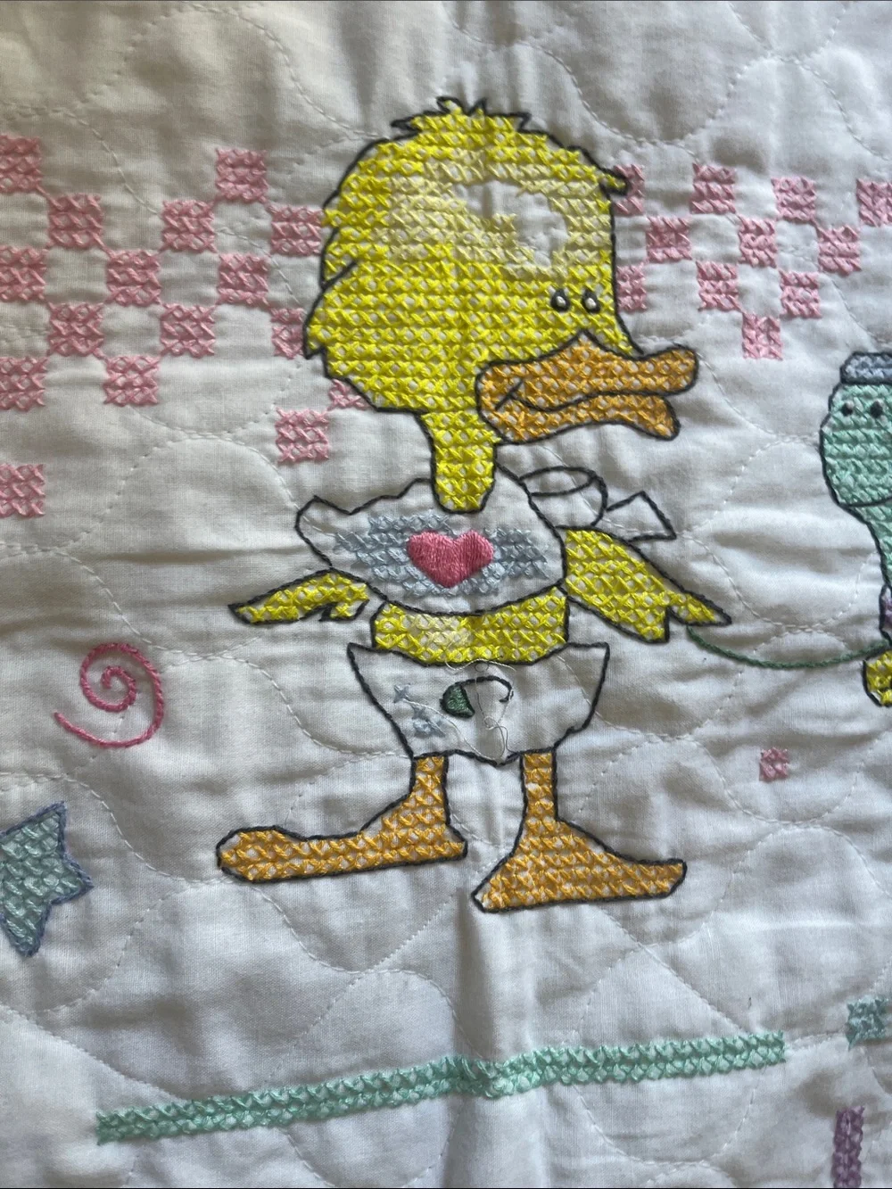 Handmade Cross Stitch Quilt Approx. 34” x 43”